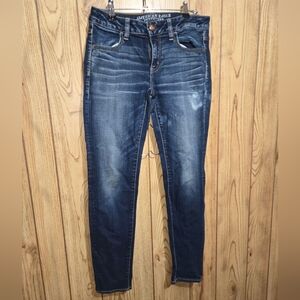 American Eagle Women's Size 10 Super Low Rise AEO Denim Super Stretch Jegging